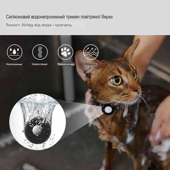 Світловідбиваючий нашийник SV для кошеня з тримачем Apple Air Tag і дзвіночком Синій (sv3712blu) | Зображення 1