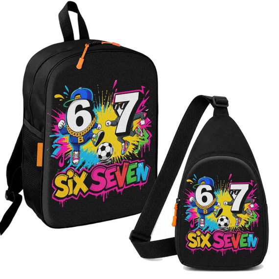 Набір 6-7,six seven 2 в 1: дитячий рюкзак + сумка-слінг, для хлопчика та дівчинки 7–9 років (6303)