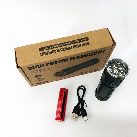 Ручний ліхтарик W5184-6XHP360, Супер яскравий ліхтарик, Суперпотужний пошуковий ручний ліхтар тактичний | Зображення 7