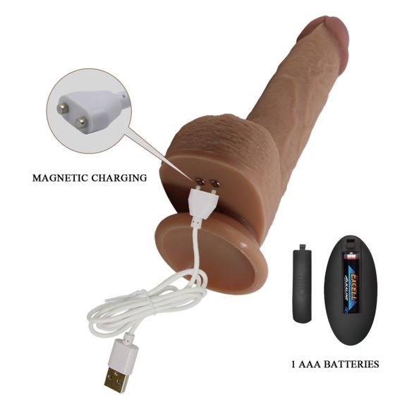 Вибратор на присоске PRETTY LOVE - Tommy 8,9'' Light Brown, 3 vibration functions 3 Sex Aura | Зображення 6