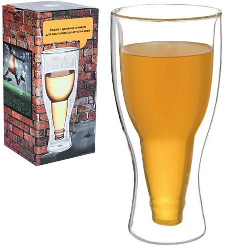 Стакан пивний "Beer Bottle" 350мл з подвійними стінками, скляна термокружка | Зображення 1