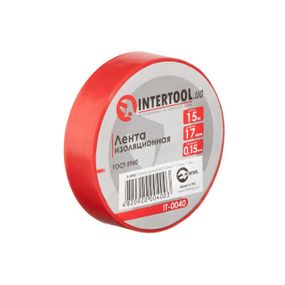 Стрічка ізоляційна 0.15 мм*17 мм*15 м червона INTERTOOL IT-00401