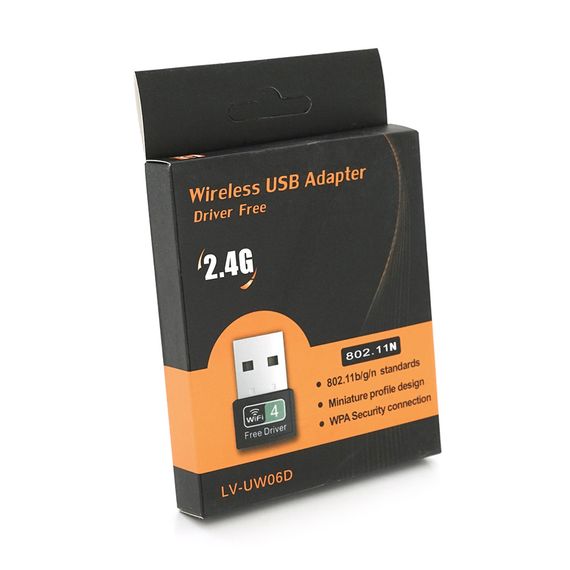 Бездротовий мережний адаптер Wi-Fi-USB Merlion LV-UW06D, RT7601, 802.11bgn, 150Mbps, 2.4GHz, WIN7/XP/Vista/2K/MAC/LINUX, Blister | Зображення 1