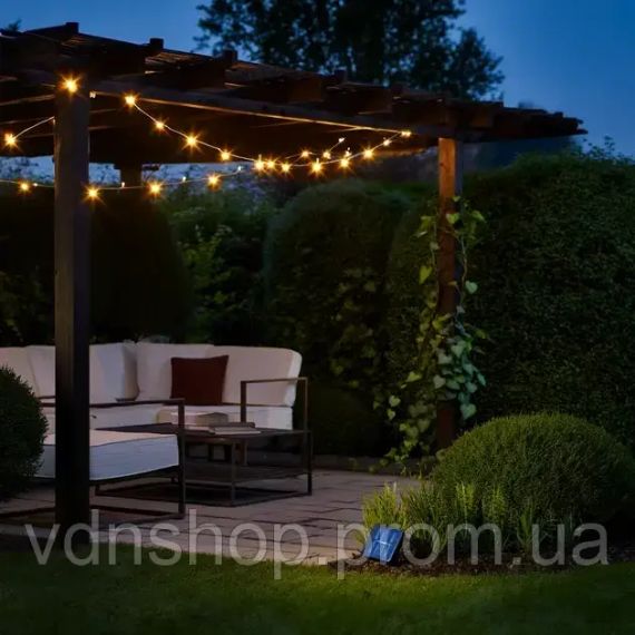 Гірлянда нитка на сонячній батареї 1000 LED 100 м чорний дріт жовтий | Зображення 3