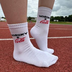 Шкарпетки чоловічі високі 1 пара "Whisky+Cola" 40-45 р бавовняні білі