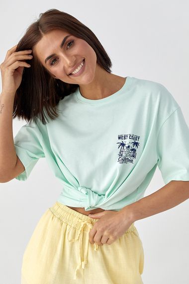 Футболка з принтом California - м'ятний цвет, S (є розміри)