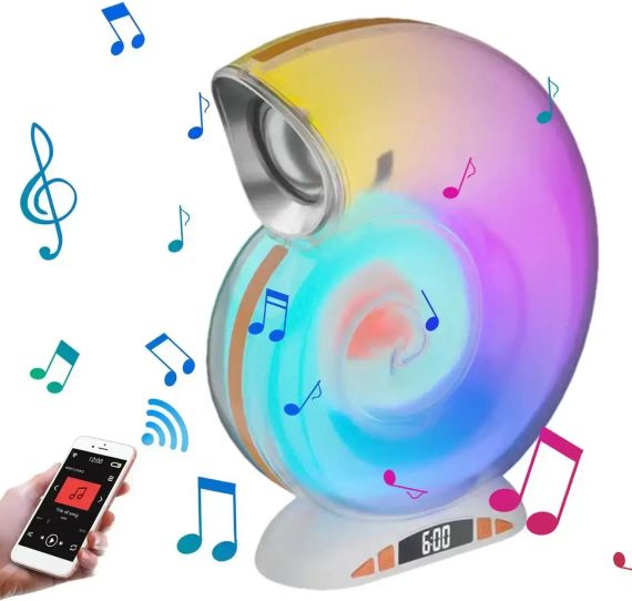Бездротова розумна колонка нічник Равлик Conch Music Light 4 в 1 портативний RGB світильник з Bluetooth | Зображення 7