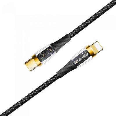 Дата кабель USB-C to Lightning 1.2m 3A 27W black ColorWay (CW-CBPDCL057-BK) (CW-CBPDCL057-BK)