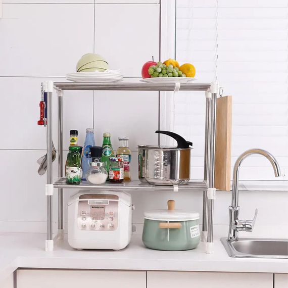 Полка органайзер для микроволновки / Кухонный стеллаж раздвижной | Зображення 5