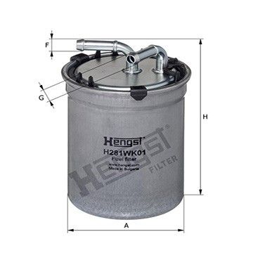 Фильтр топливный Skoda Fabia/Rapid/Roomster / VW Polo 1.4/1.6 TDI 05-, Hengst, H281WK01,