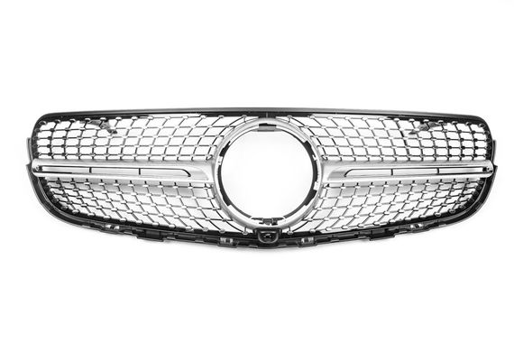 Передняя решетка Diamond Silver (2015-2019) Без места под камеру для Mercedes GLC X253 | Зображення 1