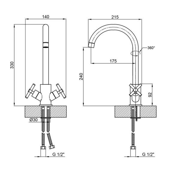 Смеситель для кухни Lidz Wind 013F двухвентильный LDWIN013FNKS43390 Nickel | Зображення 1