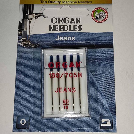 Голки швейні для джинсу ORGAN JEANS №90 для побутових швейних машин блістерна упаковка 5 штук