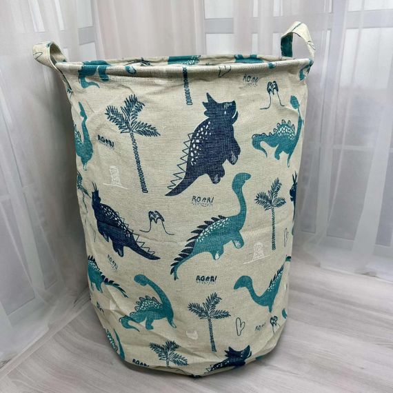 Кошик для іграшок та білизни дитячий 40*35 см Динозаври Блакитні