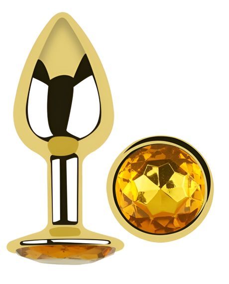 Анальна пробка з кристалом EGZO - Gold Round Plug Yellow size S Sex Aura | Зображення 1