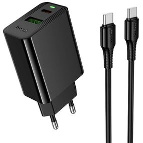 СЗУ Hoco CS94A Leader PD20W+QC3.0 (1USB-A/1C) + кабель Type-C to Type-C Black