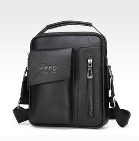 Сумка чоловіча через плече планшет Jeep чорна з ручкою (951)