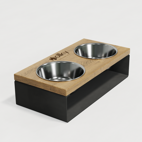 Миски на подставке из цельного металлического листа для собак и котов Hollky SteelWood S (2 × 0,45 л) SWS-36188-GRNT | Зображення 14