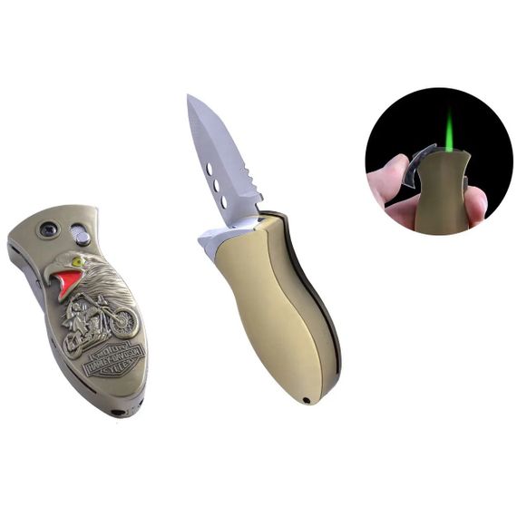 Зажигалка карманная с ножом Harley-Davidson N4, оригинальная зажигалка в подарок, необычная зажигалка