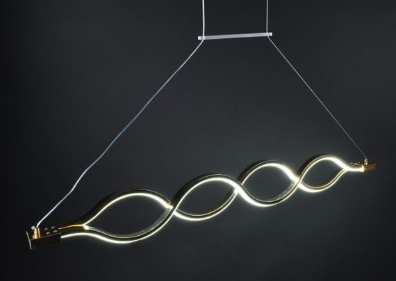 Люстра світлодіодна підвісна LED світильник для квартири на стелю лед 27444 Золото 30-110х6х122 см. | Зображення 2