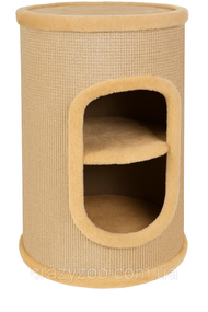 Когтеточка для котов PolyPet двухэтажная бежевая Ø35x70 см КРД/1056-05