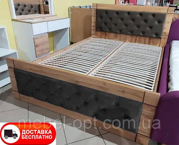 Ліжко Natali 140x200 см Дуб Тахо/велюр Dark Grey (темно сірий) вибір кольору оббивки | Зображення 2