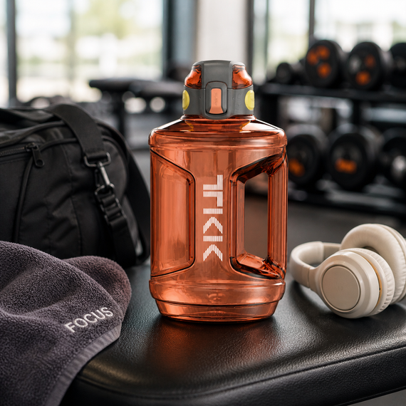 Спортивная бутылка TKK 2300 мл (2.3 л) : ударопрочный Tritan BPA-free, с ручкой и клапаном, Терракотовая | Зображення 7