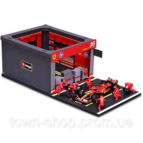 Игровой набор формулы один "Pit Pass Ferrari SF-24" Bburago 18-36862 (#16) | Зображення 1