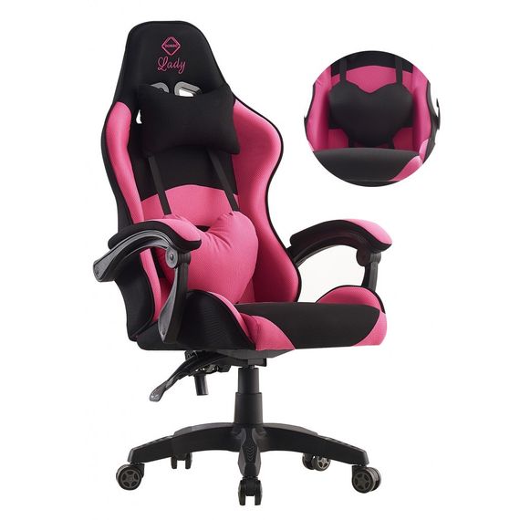 Кресло геймерское Bonro Lady 806 черно-розовое игровое компьютерное 42300097