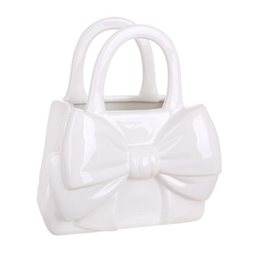Ваза керамічна у формі сумочки Бант 20*12*22. 5см, колір - білий