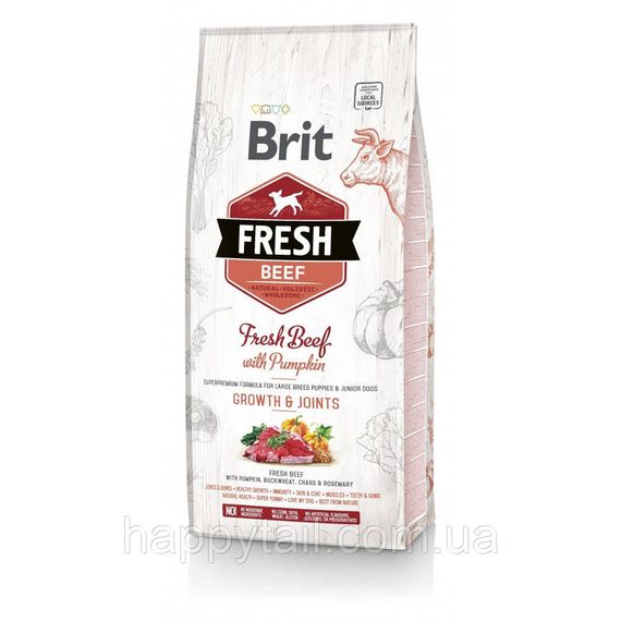 Сухой корм Brit Fresh Beef with Pumpkin Puppy Large для щенков крупных пород, говядина и тыква, 12 кг