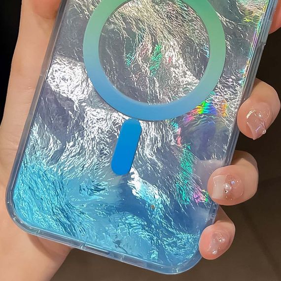 Чохол TPU Shiny Mountain (MagFit) для Apple iPhone 16e (6.1") Green / Blue | Зображення 1