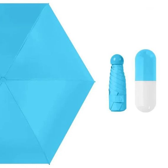 Компактный зонтик в капсуле-футляре Голубой, маленький зонт в капсуле. Цвет: голубой BT-53 | Зображення 6