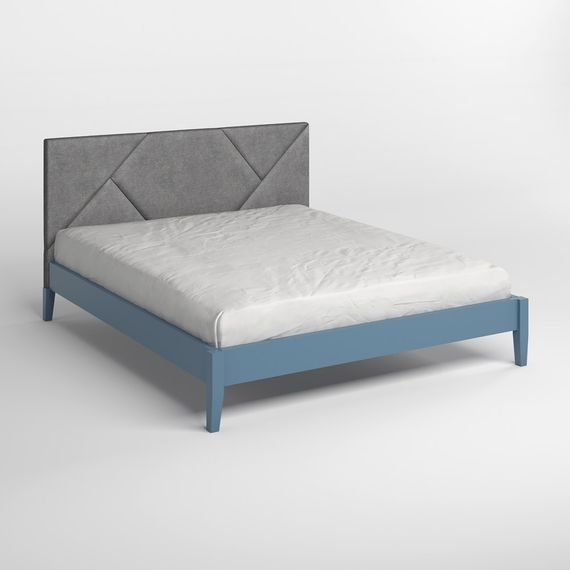 Двоспальне дерев&#039;яне ліжко Mebigrand Нью-Йорк ДК Сіро-синій (S7010R90B)/Аляска 93 (Сірий) 160х200 см (MBG-10395) | Зображення 1