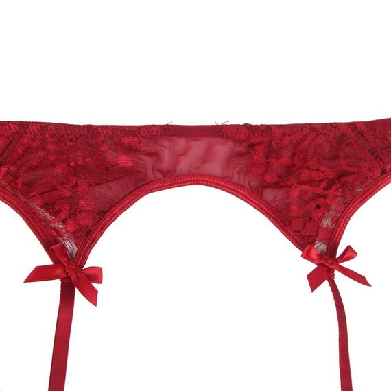 Сексуальні мереживні трусики Star Night з поясом і підв'язками для панчіх, червоний sexstyle | Зображення 8