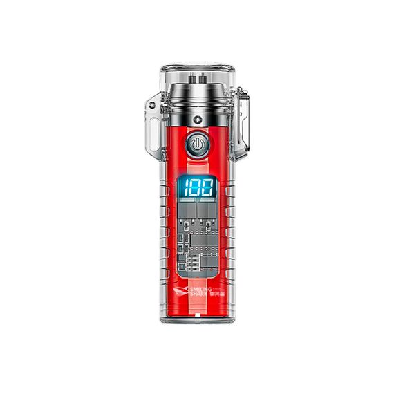 Ліхтар-шокер із запальничкою KY-RD, LED 3 режими, дальність 150м, Li-ion 260mAh, Type-C, IP56, 95x28mm, Red, BOX