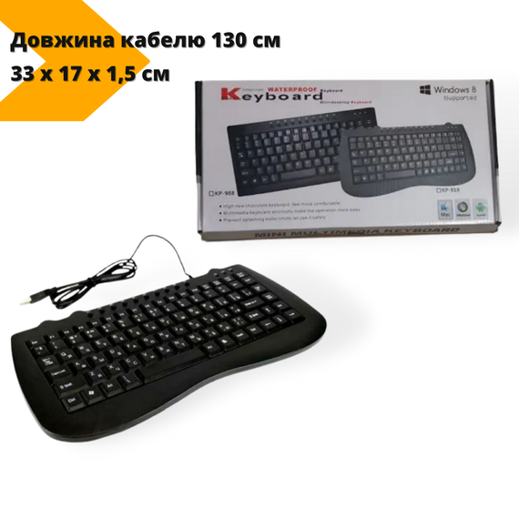 Клавіатура дротова KP-988 mini USB кабель 1.3 м чорний (2549_325) | Зображення 1