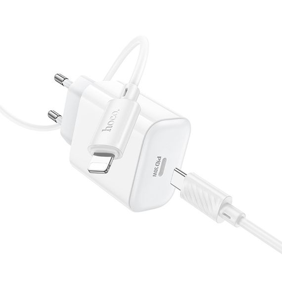 Набір СЗУ 110-240V HOCO C76A Pro+ Lighting кабель, USB-C, PD30W, кабель 1м | Зображення 5