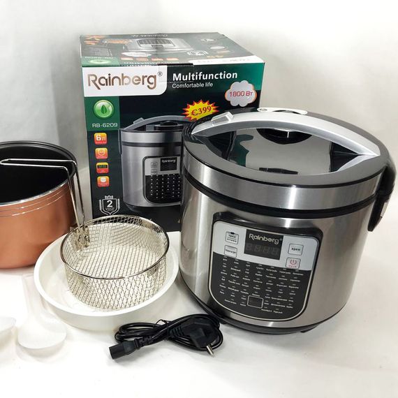 Мультиварка пароварка скороварка якісна Rainberg RB-6209 1000 W 6 л, Сенсорні мультиварки рисоварки SX-97 | Зображення 2