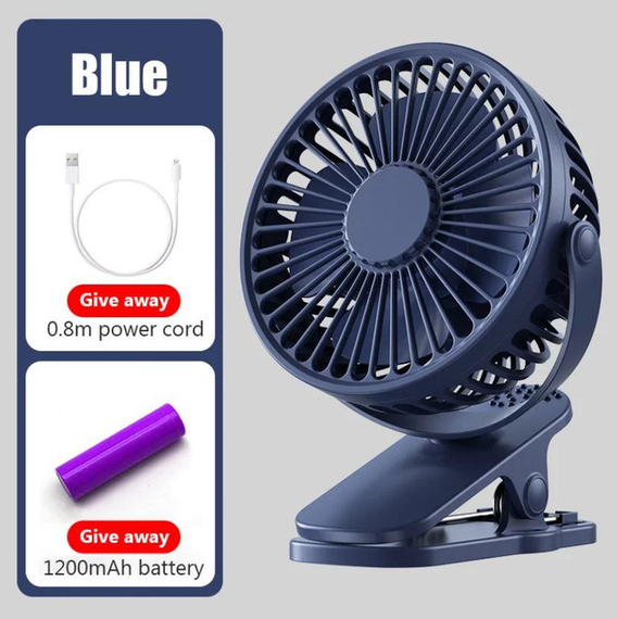 Вентилятор аккумуляторный FAN-AF01 с USB с прищепкой 3 скорости, 360 градусов