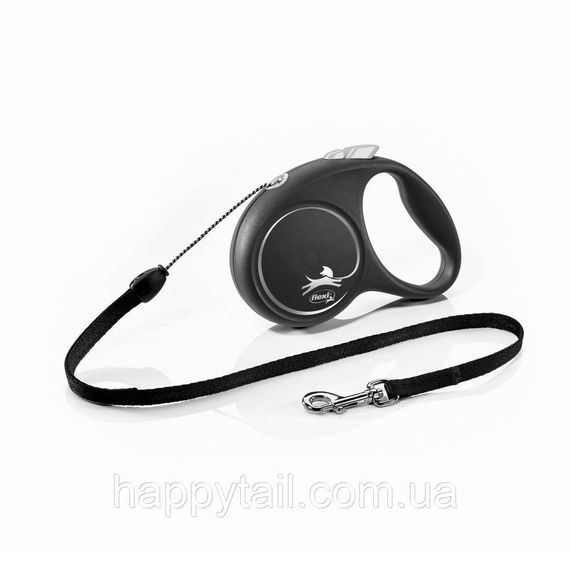 Поводок-рулетка Flexi для собак Black Design трос черный размер S 5 м/12 кг