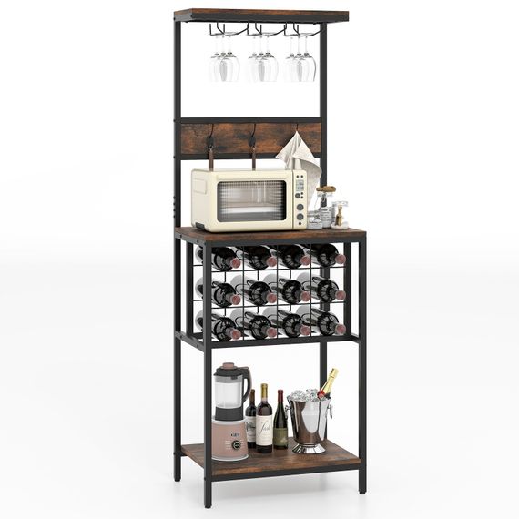 Стелаж кухонний Costway WineBar для мікрохвильовки та вина лофт коричневий | Зображення 3