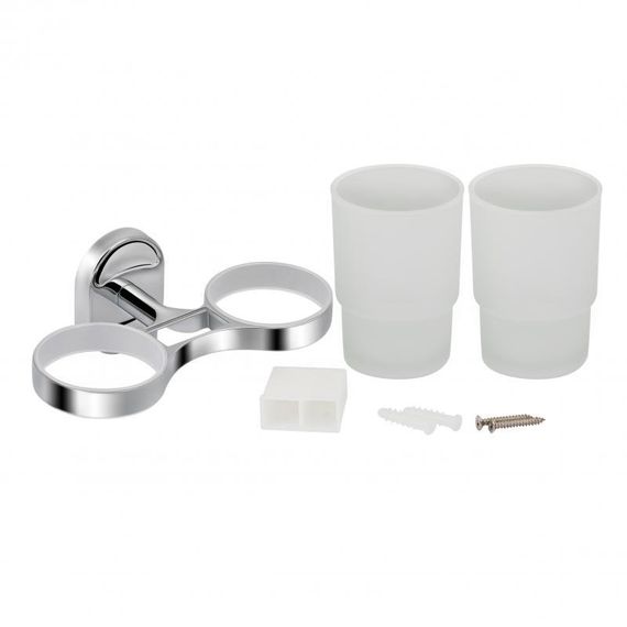 Стакан з тримачем Lidz Oreo 0402 подвійний настінний (матове скло) LDORE0402CRM22164 Chrome | Зображення 3