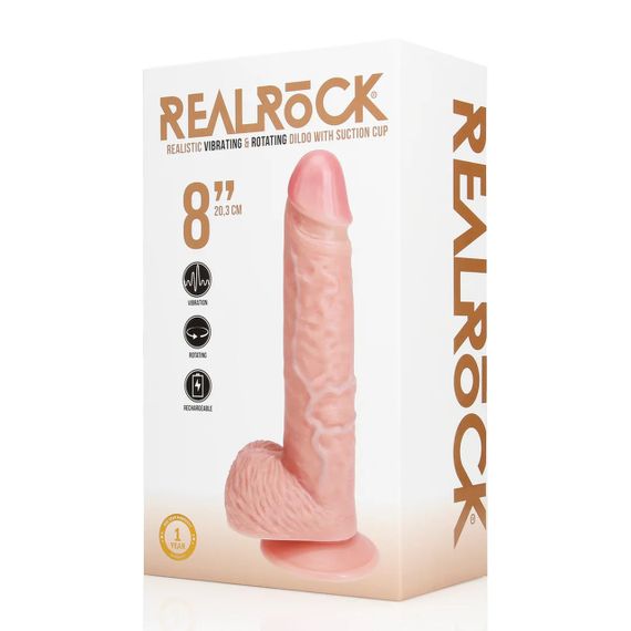 Вібратор Vibrating and Rotating Straight Cock with Balls - 8 / 20,5 cm - Flesh Sex Aura | Зображення 1