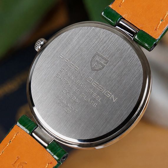 Жіночий годинник Pagani Design PD-1825 Silver-Green Leather зі шкіряним ремінцем та зеленим циферблатом | Зображення 6