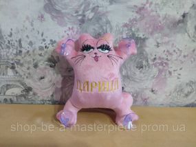 Игрушка кот Саймона в машину c вышивкой кошка царица розовый подарок девушке 01586