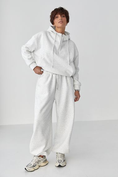 Спортивний костюм оверсайз із плюшевим начосом - світло-сірий цвет, L/XL (є розміри) | Зображення 5
