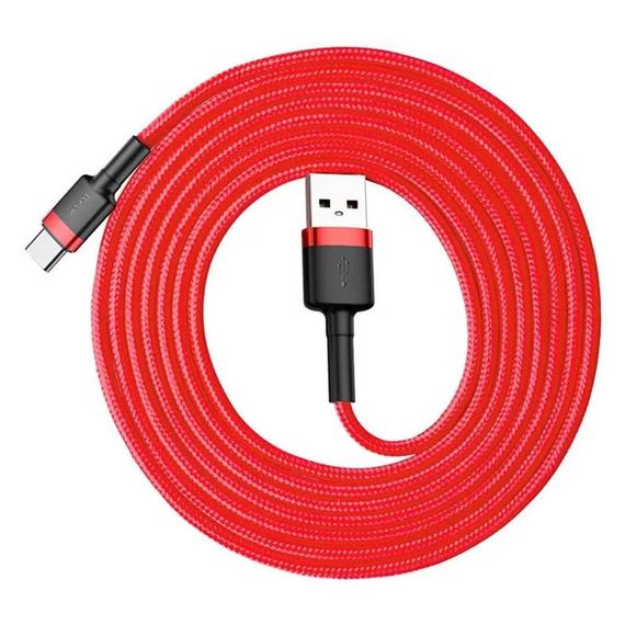Дата кабель Baseus Cafule Type-C Cable 2A (2m) (CATKLF-C) Красный | Зображення 3