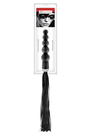 Флоггер с ручкой - анальными бусами Fetish Tentation Whip with Rosary Handle | Зображення 1