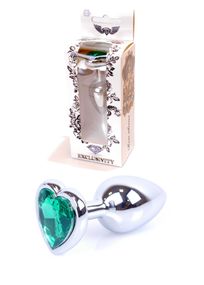 Анальна пробка Jawellery Silver  Heart PLUG-Green